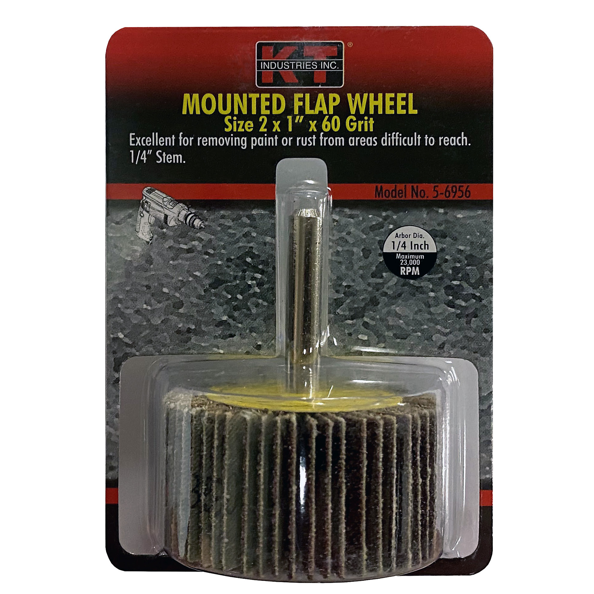 K-T Industries Flap Wheel — 2in. x 1in., 60 Grit, 23,000 RPM, Model# 5-6956